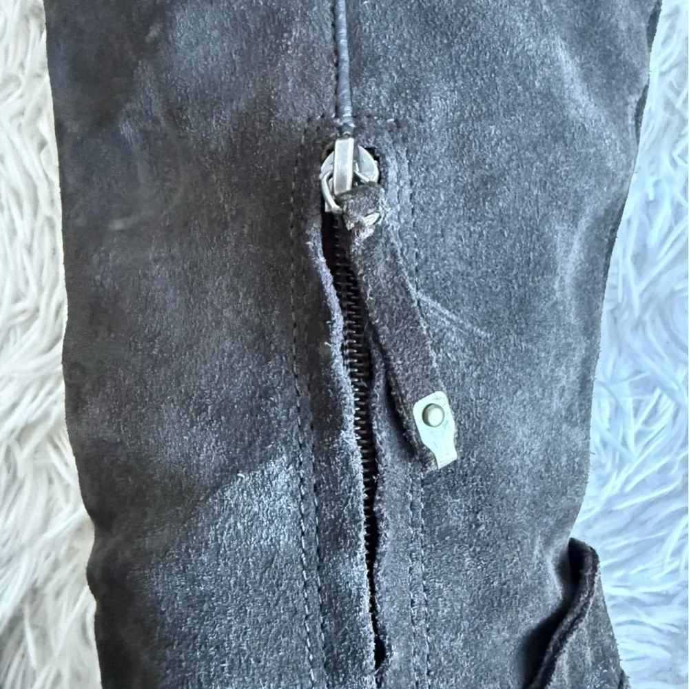 Dolce Vita Gray Suede Over the Knee Boots with Stacked Heel Size 7.5